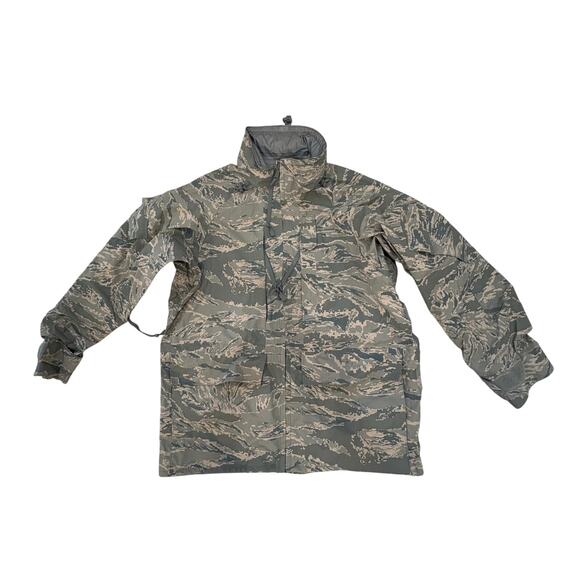 USAF Tiger Stripe Camo Parka Waterproof Jacket Utility Hunter Gear Men’s L - Picture 1 of 5